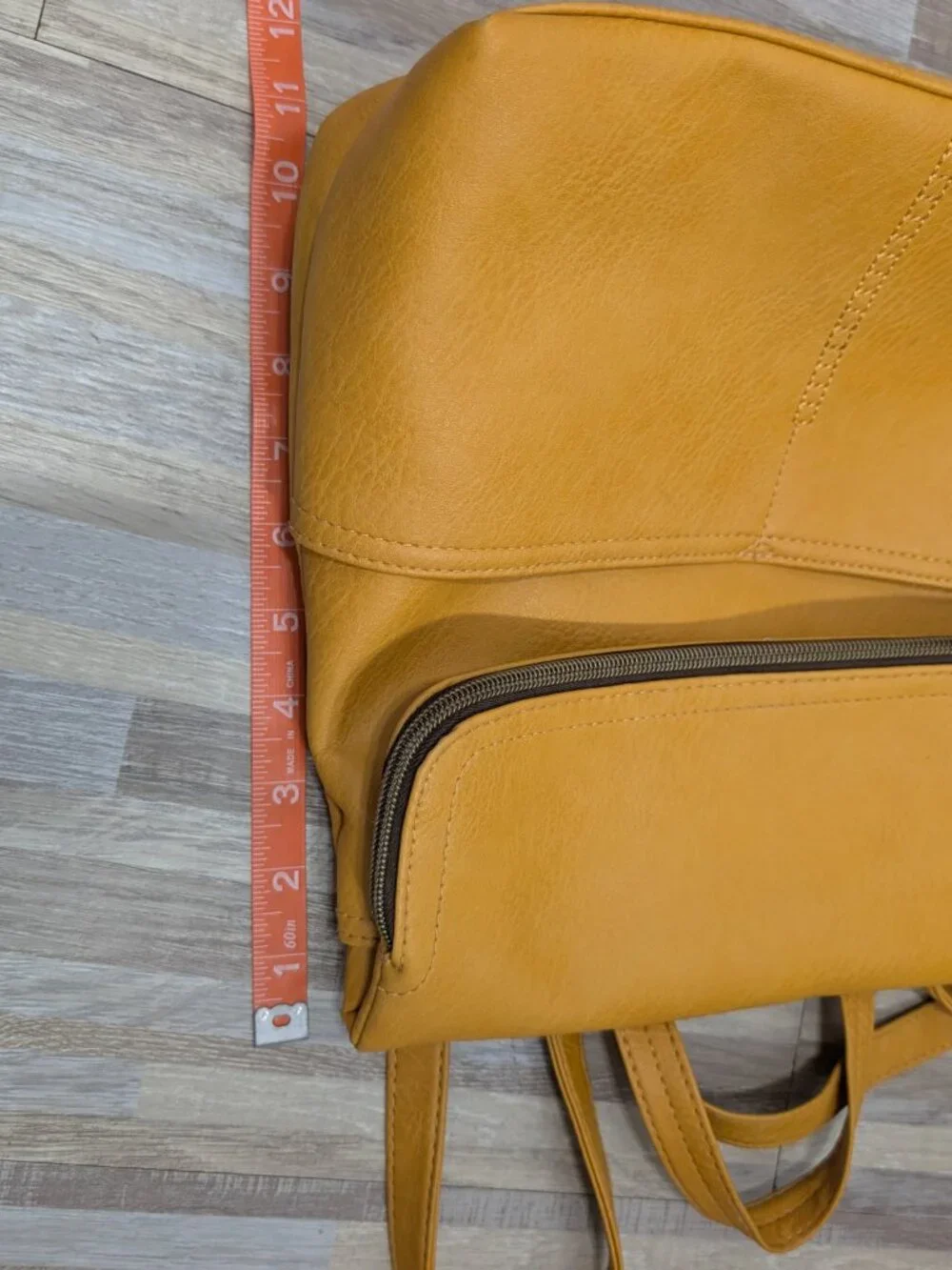 Mustard Yellow Small Backpack Purse Slip and Zippered Pockets
